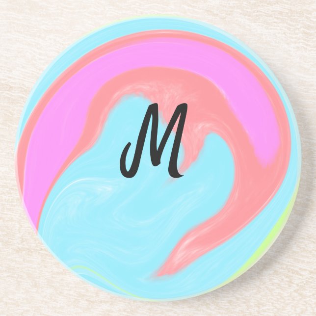 simple minimal monogram logo personalised baking   coaster (Front)