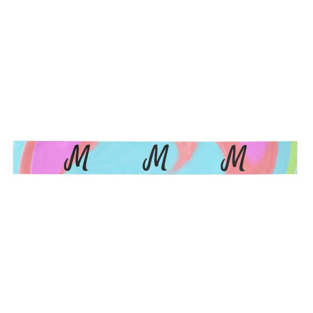 simple minimal monogram logo personalised baking   satin ribbon (Front)