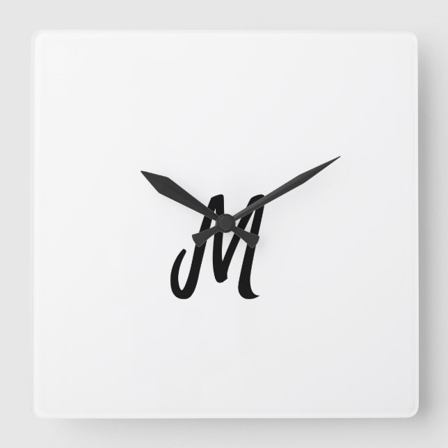 simple minimal monogram logo personalised baking   square wall clock (Front)