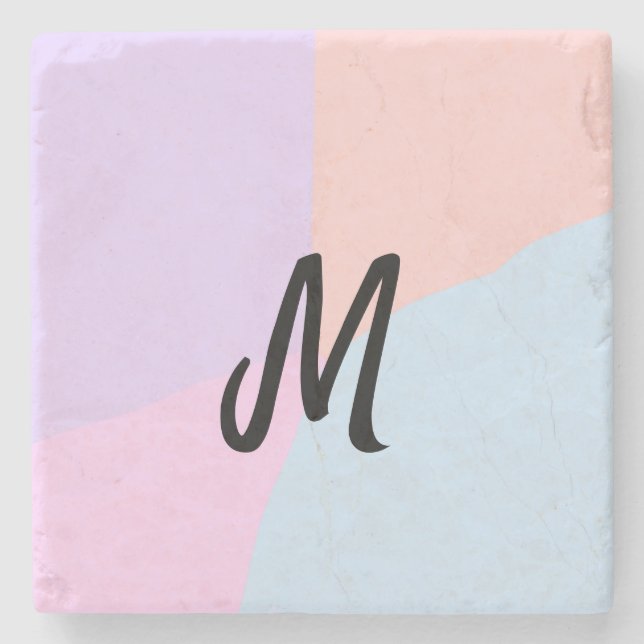 simple minimal monogram logo personalised baking   stone coaster (Front)