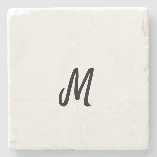simple minimal monogram logo personalised baking  stone coaster (Front)