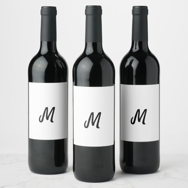 simple minimal monogram logo personalised baking   wine label (Bottles)