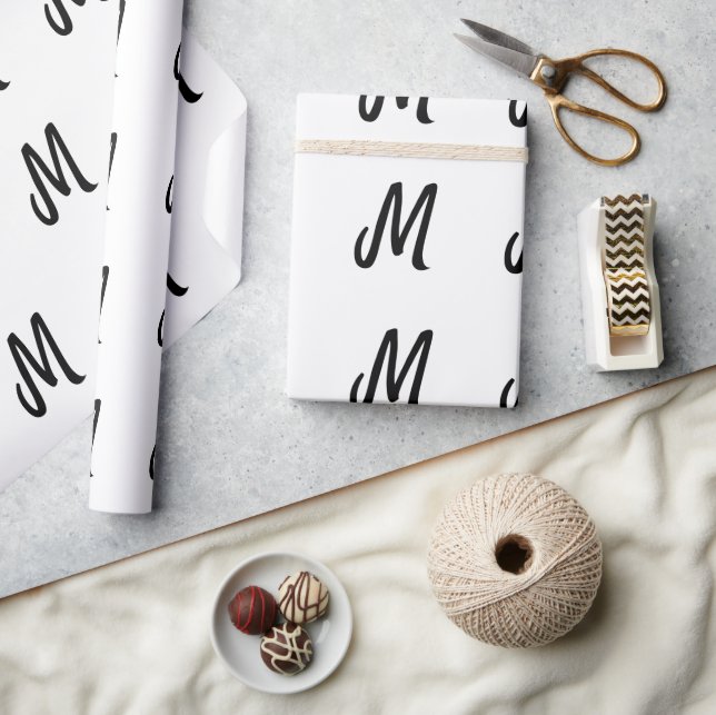 simple minimal monogram logo personalised baking   wrapping paper (Crafts)