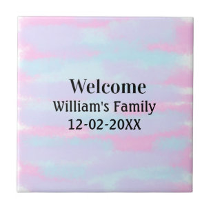 simple minimal monogram logo personalised welcome ceramic tile