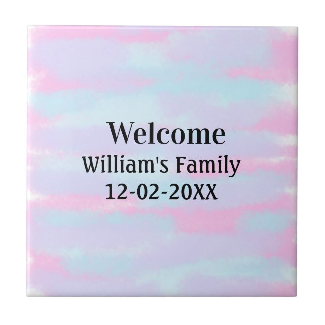 simple minimal monogram logo personalised welcome ceramic tile (Front)
