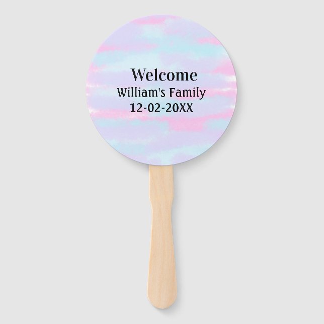 simple minimal monogram logo personalised welcome hand fan (Front)