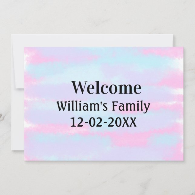 simple minimal monogram logo personalised welcome holiday card (Front)