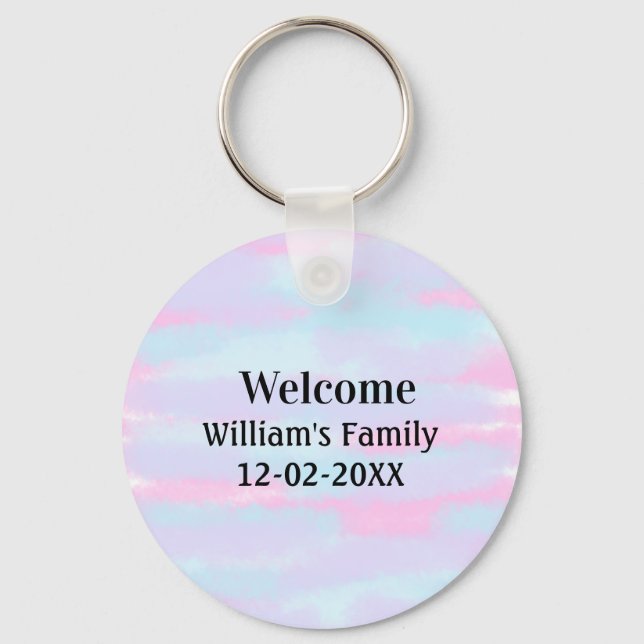 simple minimal monogram logo personalised welcome key ring (Front)