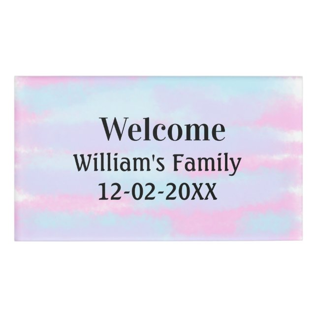 simple minimal monogram logo personalised welcome name tag (Front)