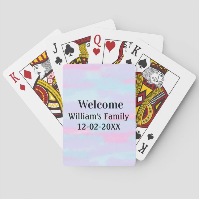 simple minimal monogram logo personalised welcome playing cards (Back)