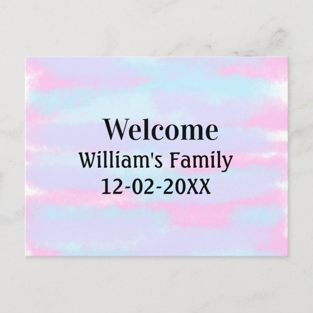 simple minimal monogram logo personalised welcome postcard (Front)