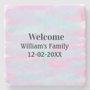 simple minimal monogram logo personalised welcome stone coaster