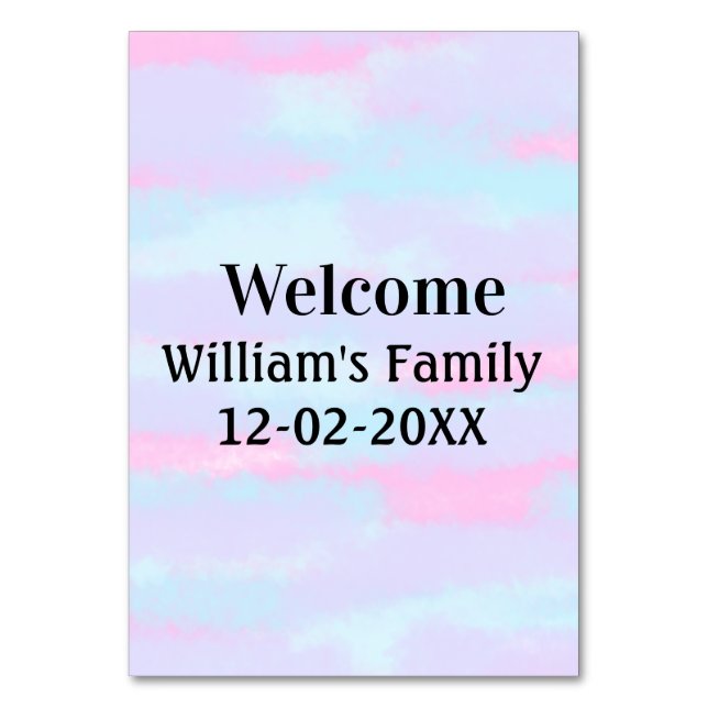 simple minimal monogram logo personalised welcome table number (Front)