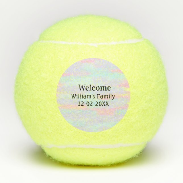 simple minimal monogram logo personalised welcome tennis balls (Front)
