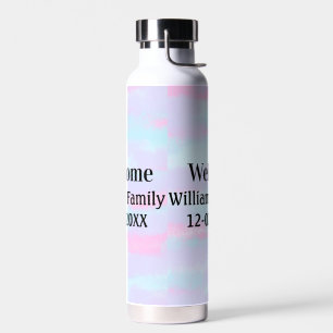 simple minimal monogram logo personalised welcome water bottle