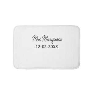 simple minimal monogram mrs Mr name date year Thro Bath Mat