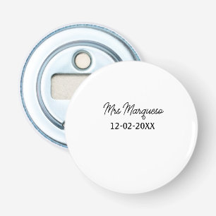 simple minimal monogram mrs Mr name date year Thro Bottle Opener