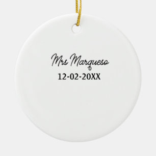 simple minimal monogram mrs Mr name date year Thro Ceramic Ornament