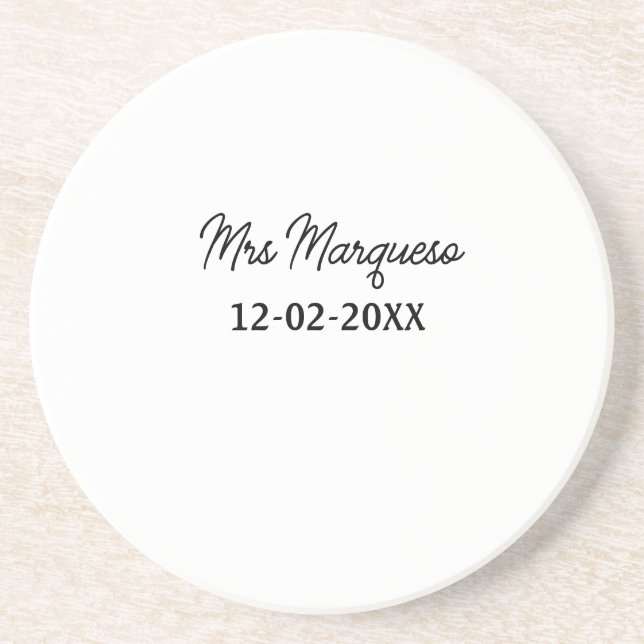 simple minimal monogram mrs Mr name date year Thro Coaster (Front)