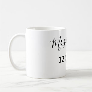 simple minimal monogram mrs Mr name date year Thro Coffee Mug