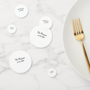 simple minimal monogram mrs Mr name date year Thro Confetti