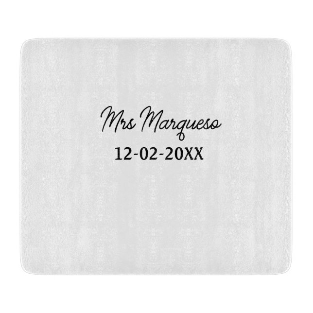 simple minimal monogram mrs Mr name date year Thro Cutting Board (Front)