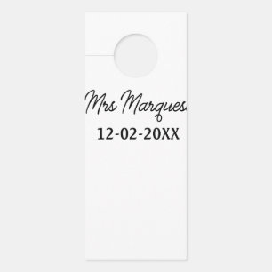 simple minimal monogram mrs Mr name date year Thro Door Hanger