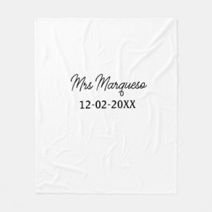 simple minimal monogram mrs Mr name date year Thro Fleece Blanket