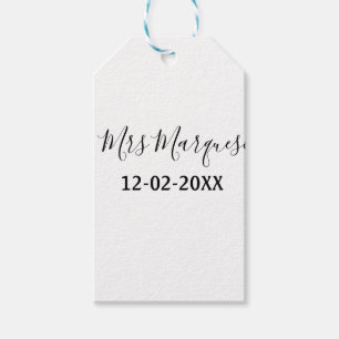 simple minimal monogram mrs Mr name date year Thro Gift Tags