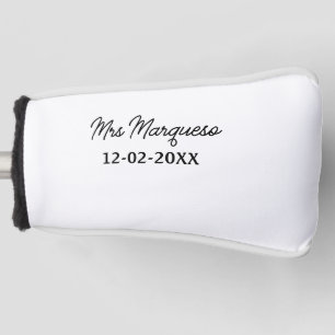 simple minimal monogram mrs Mr name date year Thro Golf Head Cover