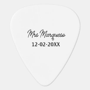 simple minimal monogram mrs Mr name date year Thro Guitar Pick