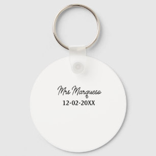 simple minimal monogram mrs Mr name date year Thro Key Ring