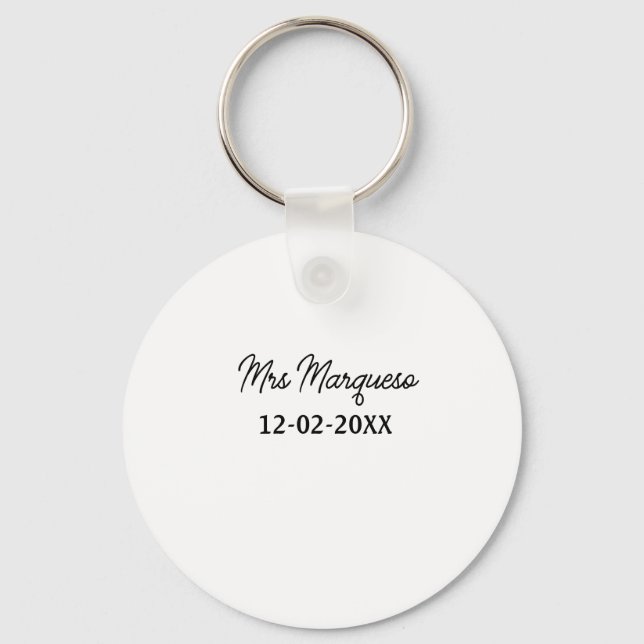 simple minimal monogram mrs Mr name date year Thro Key Ring (Front)