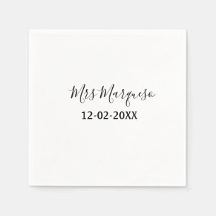 simple minimal monogram mrs Mr name date year Thro Napkin