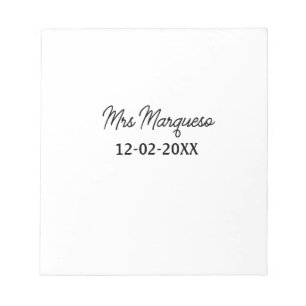 simple minimal monogram mrs Mr name date year Thro Notepad