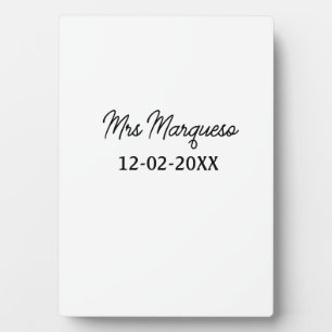 simple minimal monogram mrs Mr name date year Thro Plaque