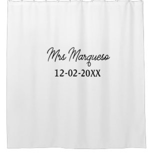 simple minimal monogram mrs Mr name date year Thro Shower Curtain
