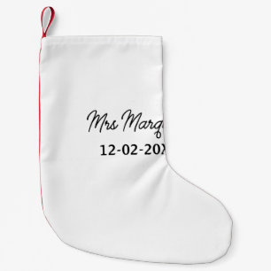 simple minimal monogram mrs Mr name date year Thro Small Christmas Stocking