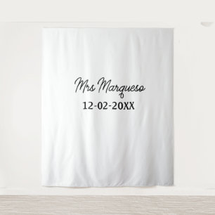 simple minimal monogram mrs Mr name date year Thro Tapestry