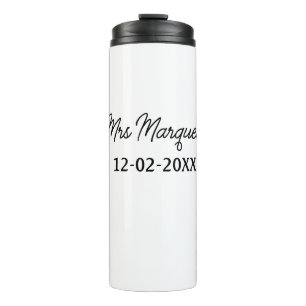 simple minimal monogram mrs Mr name date year Thro Thermal Tumbler