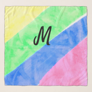 simple minimal monogram personalised watercolor st scarf
