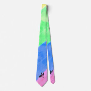 simple minimal monogram personalised watercolor st tie