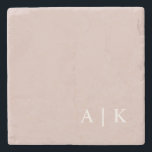 Simple Minimal Monogram Pink Custom Initials Stone Coaster<br><div class="desc">Can be fully customised to suit your needs. © Gorjo Designs. Made for you via the Zazzle platform. // Looking for matching items? Other stationery from the set available in the ‘collections’ section of my store. // Need help customising your design? Got other ideas? Feel free to contact me (Zoe)...</div>