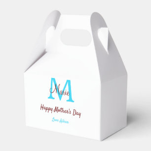 simple minimal mother's day blue monogram pink nam favour box