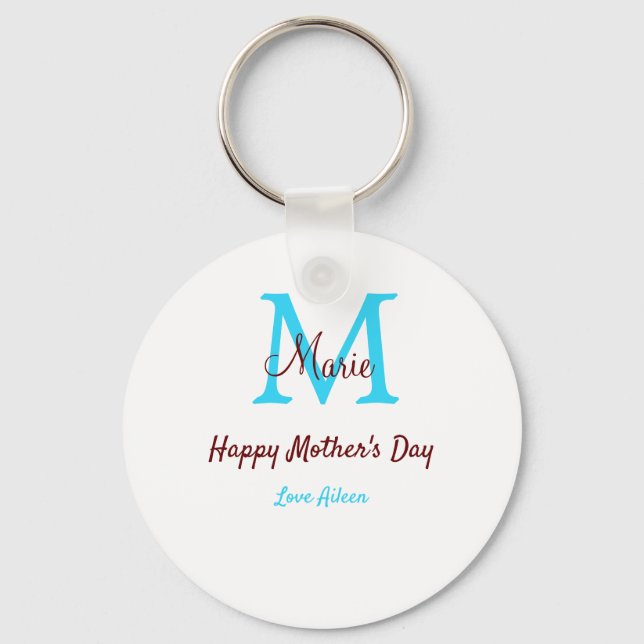 simple minimal mother's day blue monogram pink nam key ring (Front)