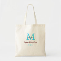 simple minimal mother's day blue monogram pink nam