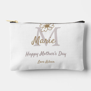 simple minimal mother's day monogram golden gray f accessory pouch