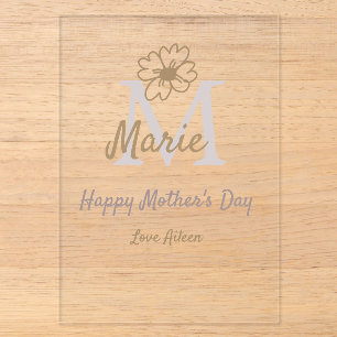 simple minimal mother's day monogram golden gray f acrylic invitations