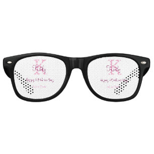 simple minimal mother's day monogram pink name tex retro sunglasses