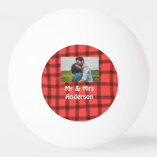 Simple minimal mr and mrs add your name photo red ping pong ball